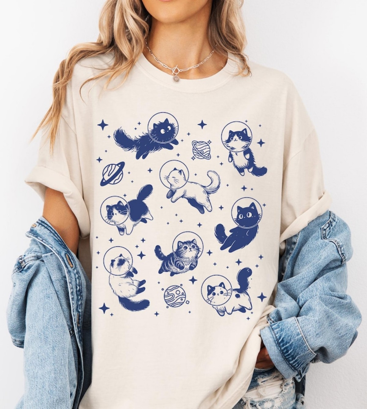 Cats in Space Comfort Colors Shirt, Funny Cat Tshirt, Oversized Cat Shirt, Aesthetic Graphic Retro Vintage T Shirt, Cat Lover Gift, Cat Tee