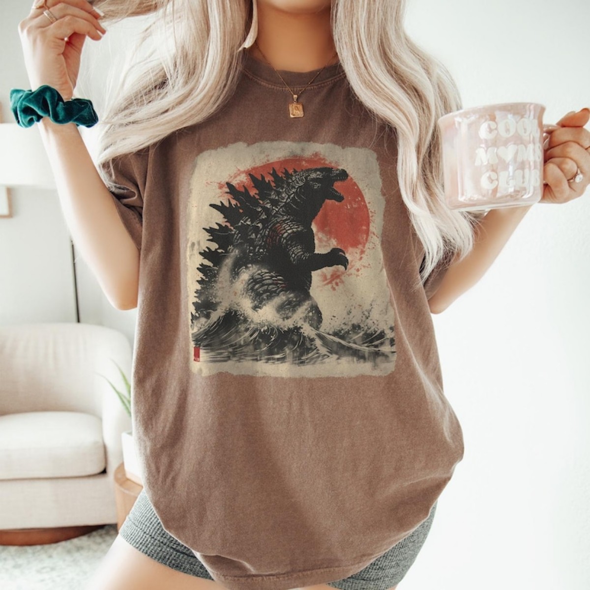 Vintage Japanese Monster T-Shirt, Kaiju Wave Graphic Tee, Retro Anime Monster Shirt, Japanese Art Style Tee, Comfort Colors Graphic TShirt