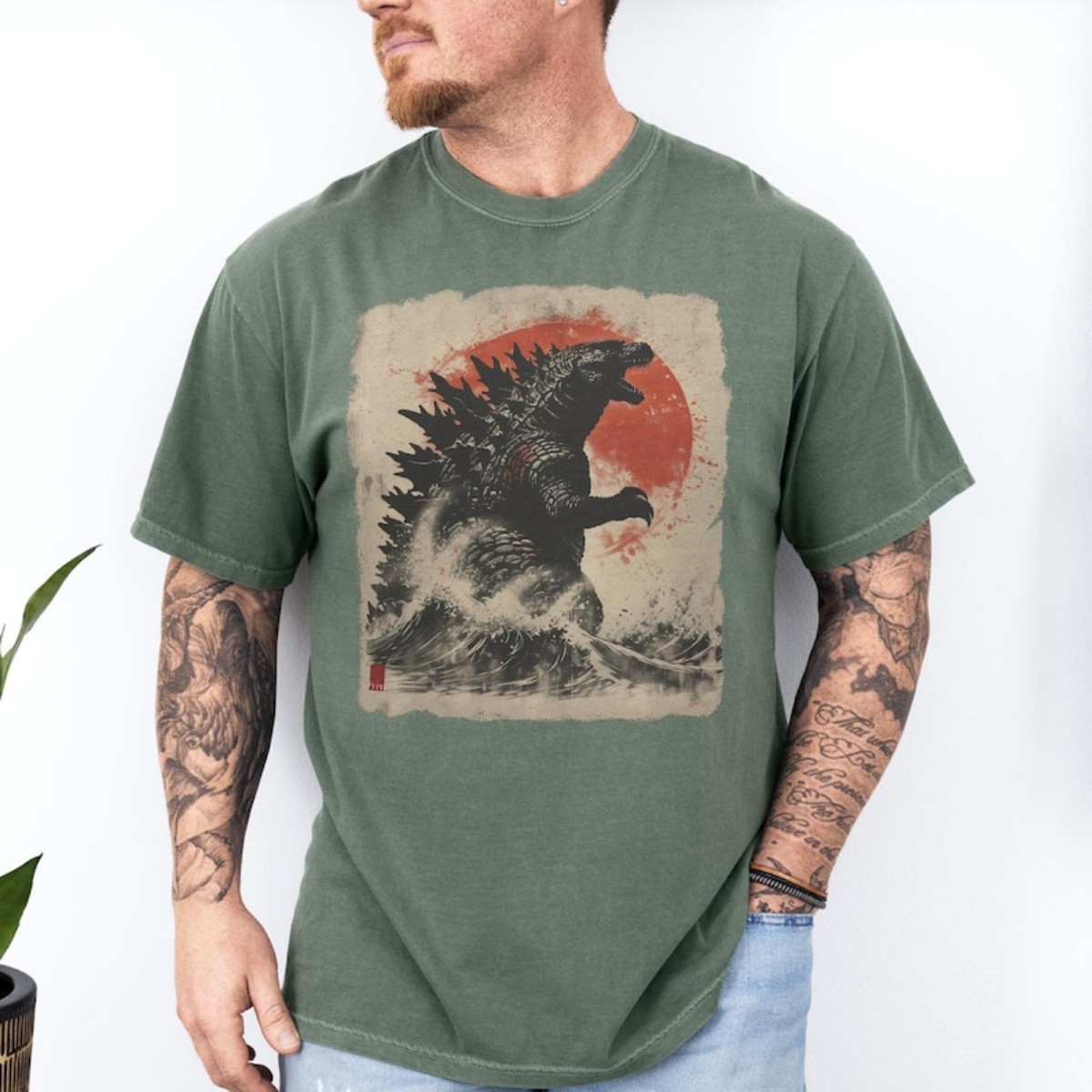 Vintage Japanese Monster T-Shirt, Kaiju Wave Graphic Tee, Retro Anime Monster Shirt, Japanese Art Style Tee, Comfort Colors Graphic TShirt